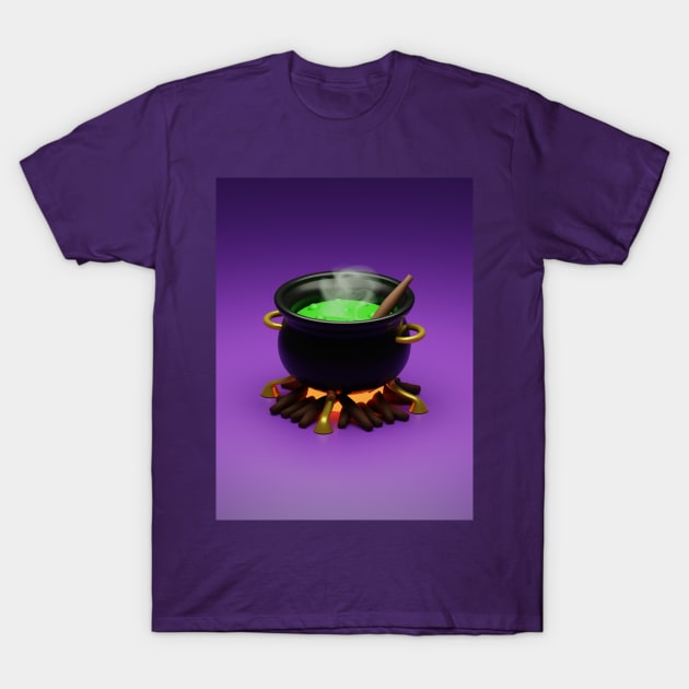 3d rendered cauldron pot perfect for haloween design project T-Shirt by maricetak